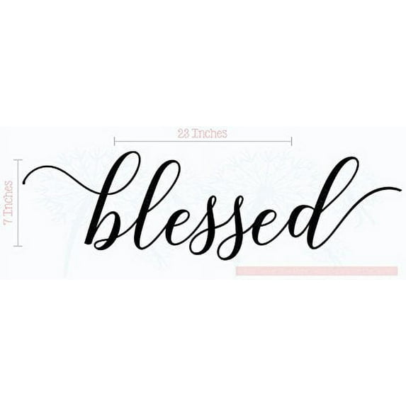Kitchen Décor Blessed Cursive Elegant Wall Decals Stickers Art 23x7-Inch Black