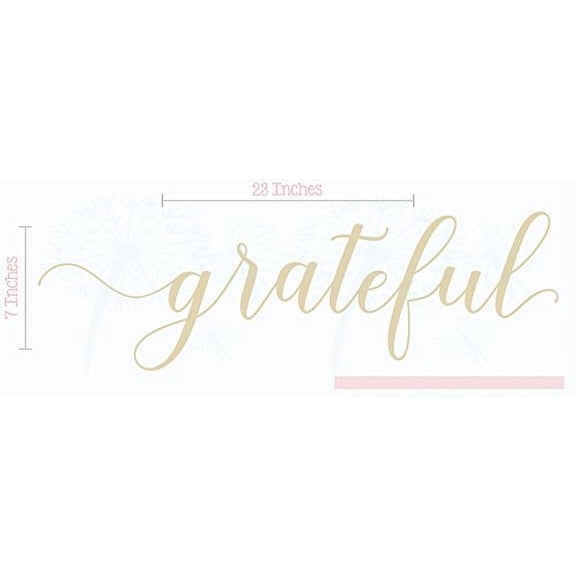 Kitchen Décor Grateful Cursive Lettering Vinyl Wall Decals Sticker 23x7-Inch Beige