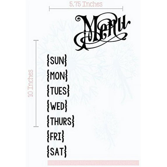 Kitchen Décor Menu Planner for Whiteboard Chalkboard Wall Decals 5.75x10-Inch Blk