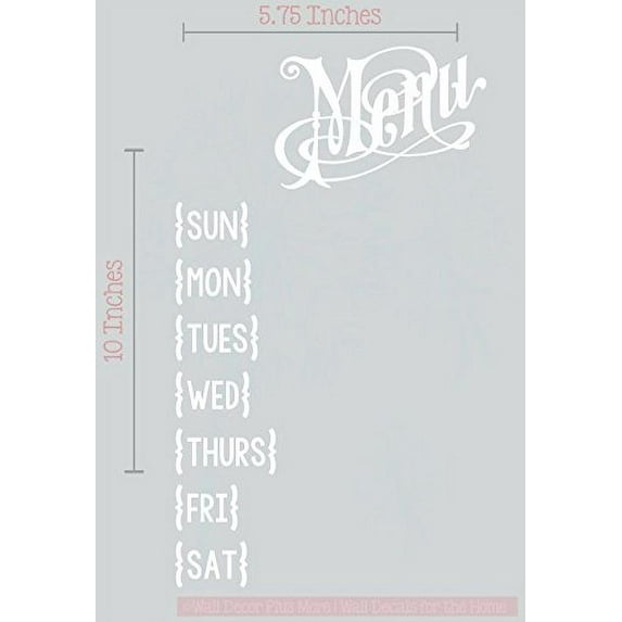 Kitchen Décor Menu Planner for Whiteboard Chalkboard Wall Decals 5.75x10-Inch Wht