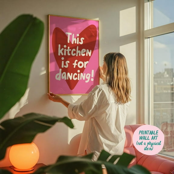 This Kitchen Is For Dancing Art Print, Cute Kitchen Decor, Trendy Art Prints, Kitchen Sign, Girly Wall Art, Fun Quote Art Wall Art, Modern Wall Decor, 8x12 UNFRAMED