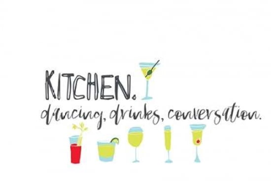 Kitchen Dancing Drinks Convo Canvas Art - Pamela J Wingard (24X36)