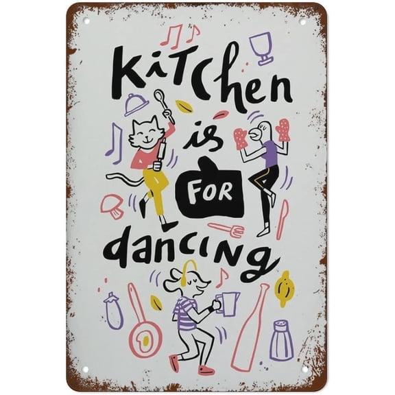 This Kitchen Is for Dancing Minimalist Decor Kitchen Wall Decor Trendy Wall Art Designer Wall Vintage Tin Sign Metal Sign Retro Wall Decor For Home Cafes Office Store Pubs Club Sign Gift 12 X 8 Inch