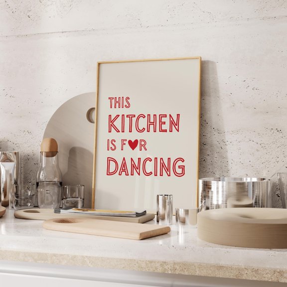 Kitchen Dancing Wall Art Retro Typography Decor Living Room Bedroom Office