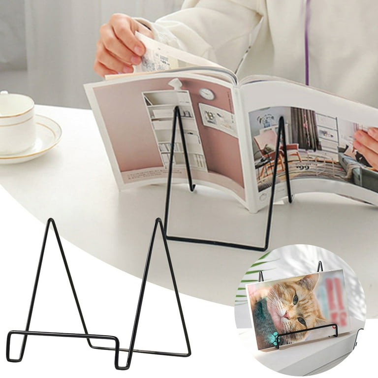 Kitchen Decor Black Metal Display Stands Square Plate Holder Stand Frame for Picture Decorative Photo Easel and Artistic Work, Adult Unisex, Size