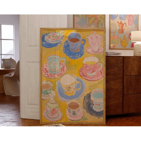 Kitchen Decor, Cottage Core Kitchen Wall Art, Colorful Kitchen Art Print, Coffee Drawing, Food Illustration, Aesthetic Decor Dining Room Wall Art, Modern Wall Decor For Living Room, 12x18 UNFRAMED