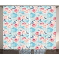 thumbnail image 1 of Ambesonne Vintage Curtains 2 Panel Set, Flowers Roses Teapot, 108" x 90", Pale Blue Pale Pink, 1 of 3