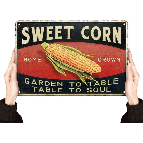 Kitchen Decor | Farm Sweet Corn Metal Vintage Tin Signs | Farmhouse Funny Retro Wall Decor | Cool Things For Man Cave Stuff Poster For Home House Shop Room 8x12 Inch