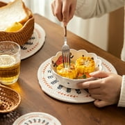 Wiueurtly Kitchen & Table Linens,Originally Designed Japanese Printed Heat Insulation Mat Round Dinner Creative Pot Anti Slip