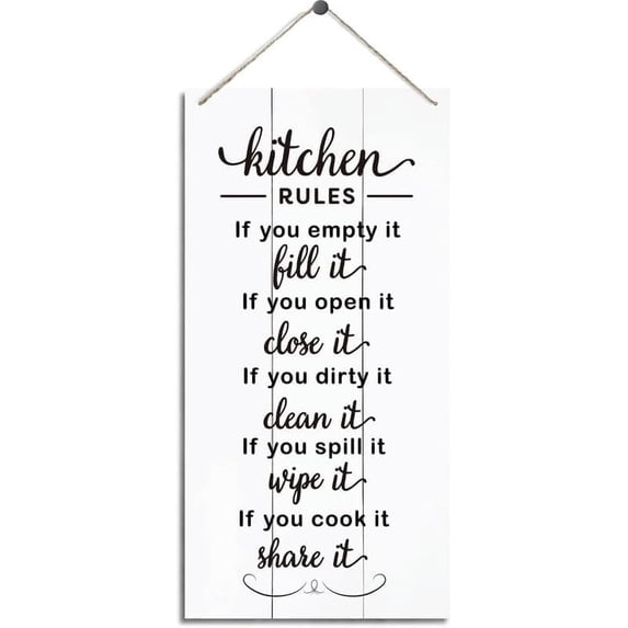 Kitchen Decor Sign Kitchen Rules - Decorative Wood Hanging Plaque ...