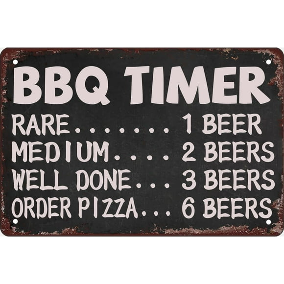 Kitchen Decor Vintage BBQ Timer Tin Sign Retro Grilling Metal Signs for Outdoor Wall Decoration Home Backyard Bar Signs Barbecue Patio Sign Size: 8 x 12 inch