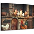 thumbnail image 1 of Kitchen Decor Wall Art Farm Chicken Coop Rooster Pictures Canvas Print Artwork for Farmhouse Dining Room Walls Decoration with Framed 15x12, 1 of 6