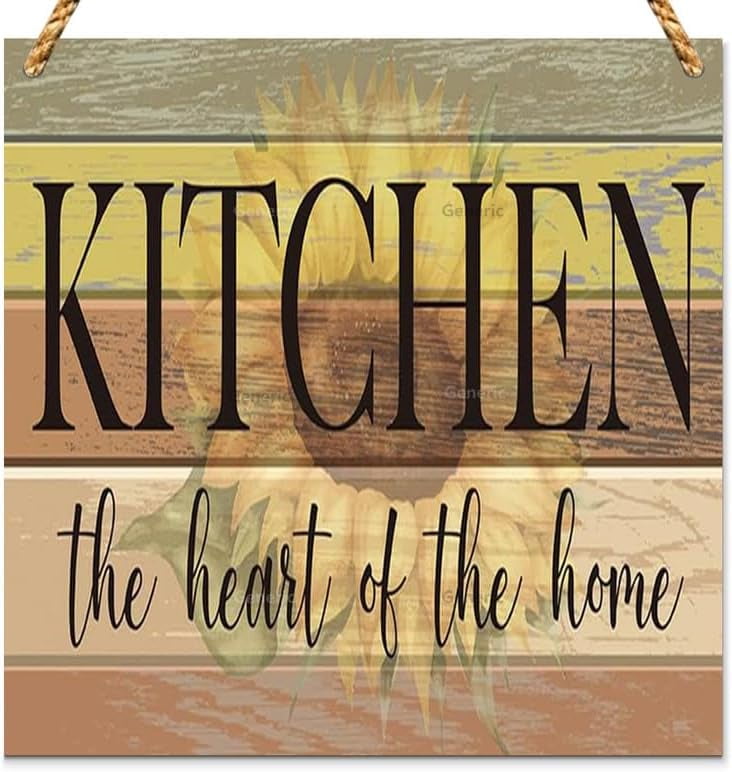 Dining Room Wall Decor, The Kitchen Is The Heart Of The Home Sign, 11x11 Kitchen Sign Welcome To My Kitchen, Rustic Farmhouse Decor Wall Art, Farmhouse Country Kitchen Home Décor