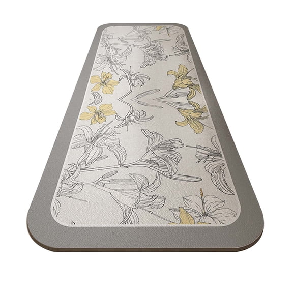 Kitchen Dedicated Floor Mat Can Be Wiped, Washed, , Oil , And Slip. The Long Strip Of Leather Floor Mat Can Be Cut