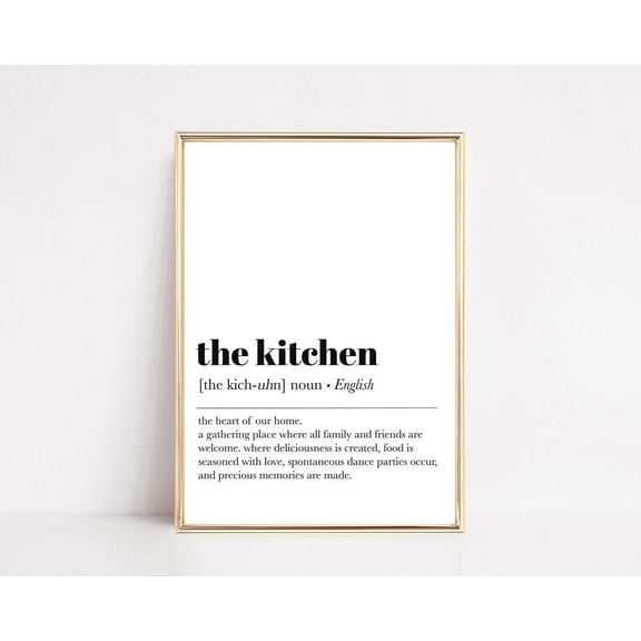 Kitchen Definition Minimalist Typography Wall Art, Unframed Paper Print Size 16x24