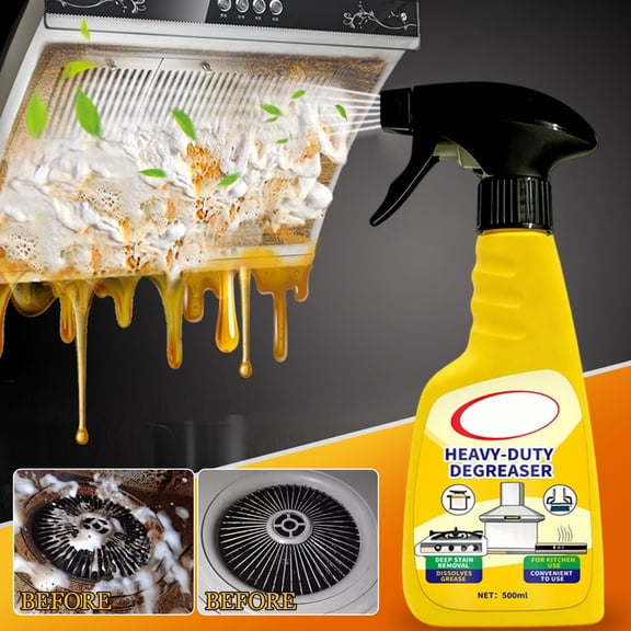 Kitchen Degreaser Cleaner, Heavy Duty Grease and Oil Remover, Lemon Scent Fast Acting Formula, Deep Clean Range Hood Stovetop and Cabinets, Household Kitchen Cleaning Solution
