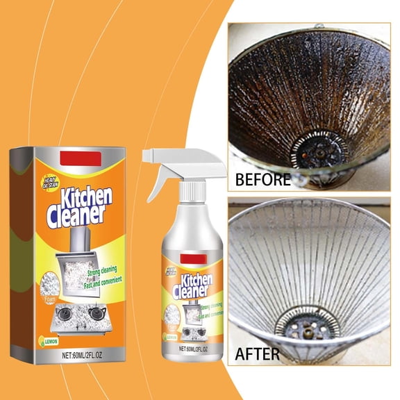 Kitchen Degreaser, Heavy Duty Foam Cleaner, Stove Top Cleaner, Grease Remover for Range Hoods, Appliances, 60ml Spray, Cuts Through Stubborn Grease, Safe for Stainless Steel, Ceramic, Glass