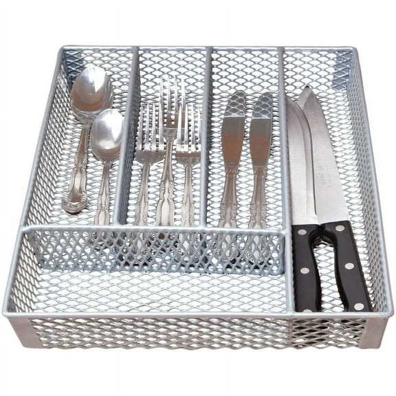 Kitchen Details 10 W x 1.7 H Small Cutlery Tray, Grey