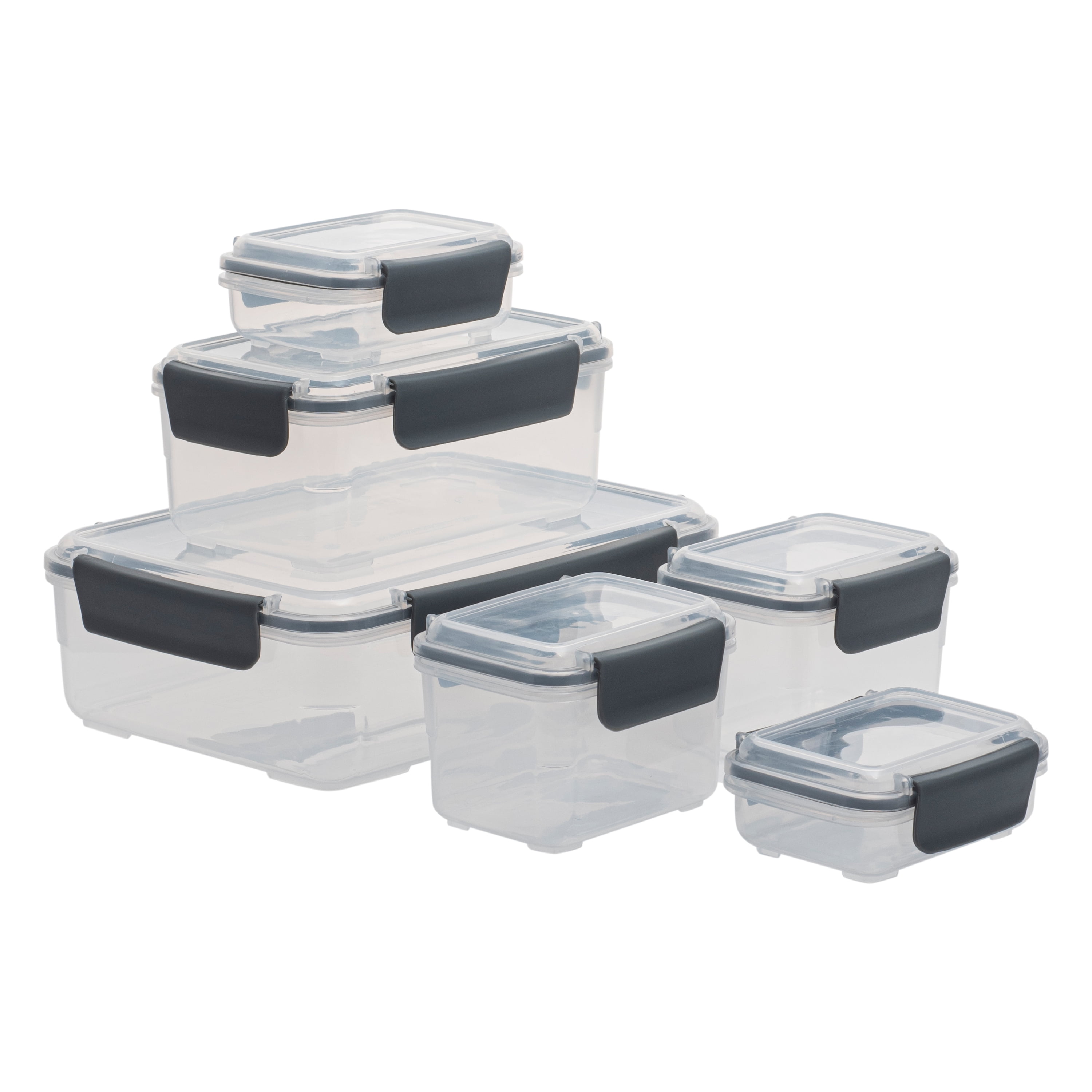 Kitchen Details 12 Piece 2.25 L Plastic Airtight Food Storage Container Set,  Grey 