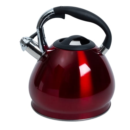 Kitchen Details 14 Cup/3.4 L Stainless Steel Tea Kettle, Red