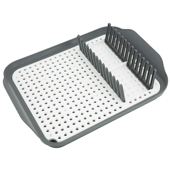 Kitchen Details 2 Tone Self Draining Dish Rack 16" L, Gray