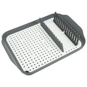 Kitchen Details 2 Tone Self Draining Dish Rack 16 L, Gray