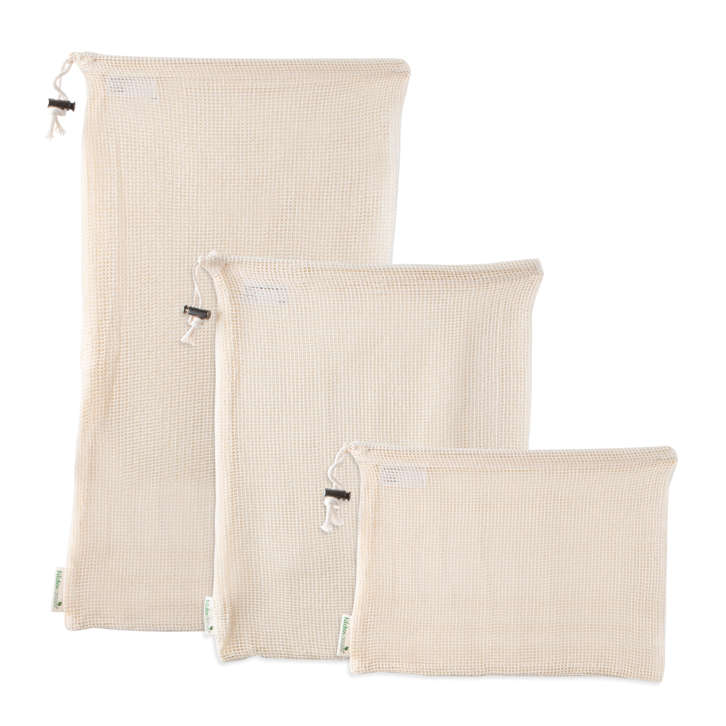 Kitchen Details 3 Pack Reusable Cotton Mesh Produce Bags