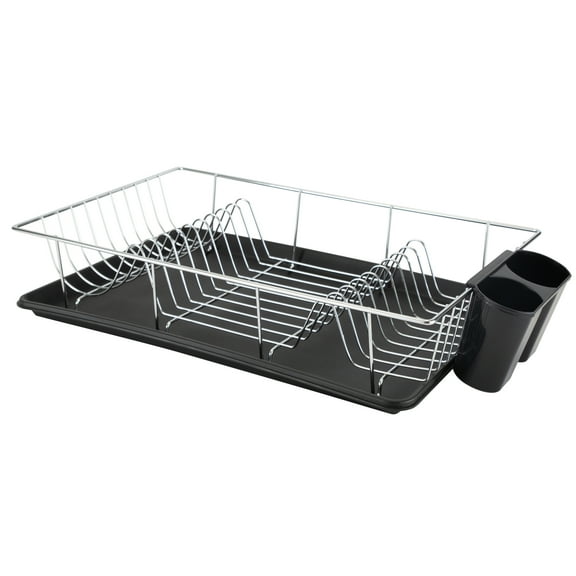 Kitchen Details 3 Piece Chrome Dishrack with Tray 19 " L x 3.9 H in Black