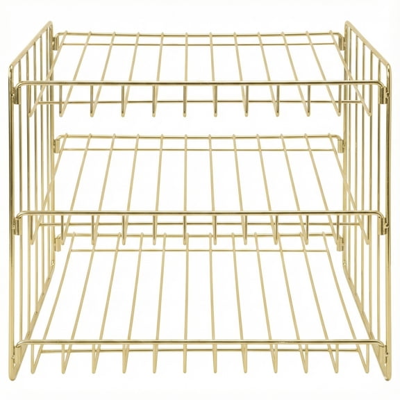 Kitchen Details 3 Tier Can Storage Organizer Rack in Gold