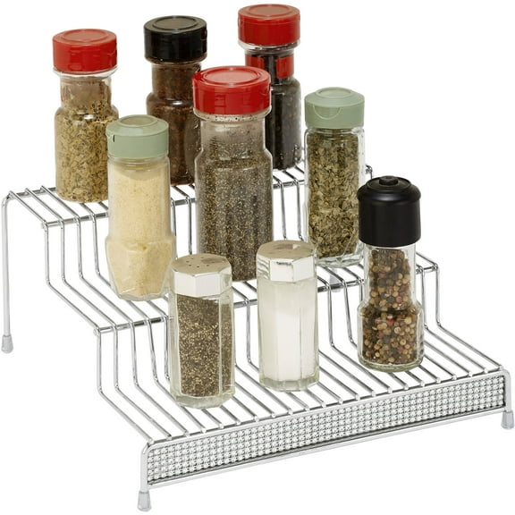 Kitchen Details 3 Tier Spice Rack Shelf Organizer 10.2 L x 9.6 W X 4.3 H in Pave Diamond Design
