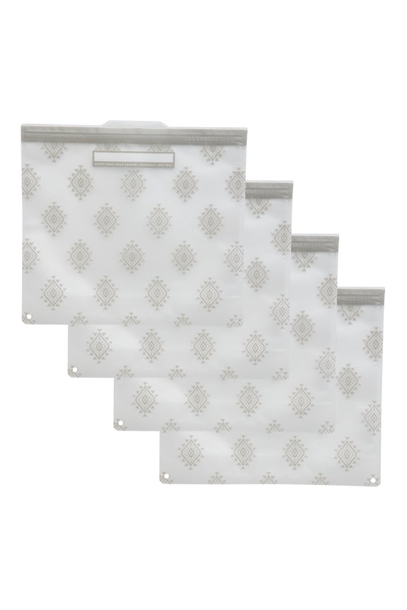4 Pack Plastic Reusable Gallon Bags, Gray