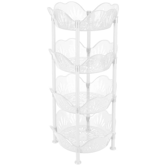 Kitchen Details 4 Tier Large Plastic Basket Shelf Organizing Rack, White