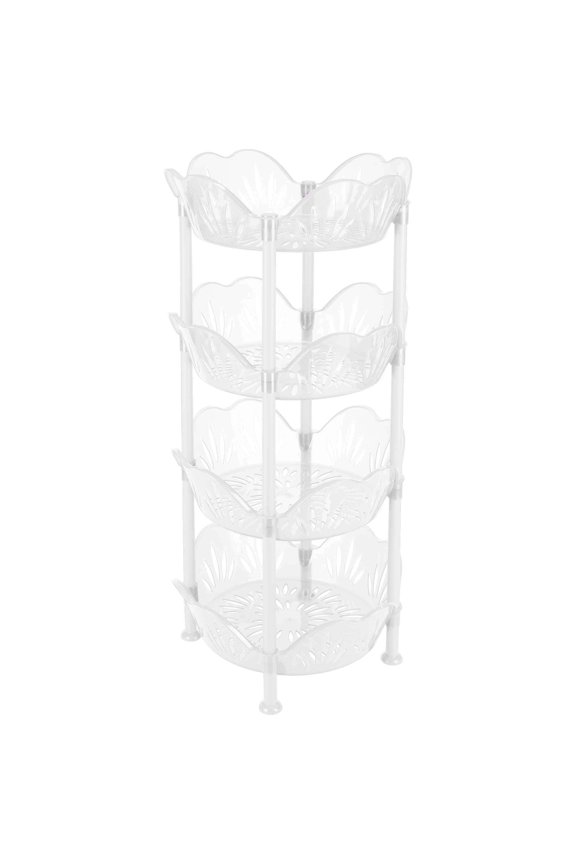4 Tier Large Plastic Basket Shelf Organizing Rack, White