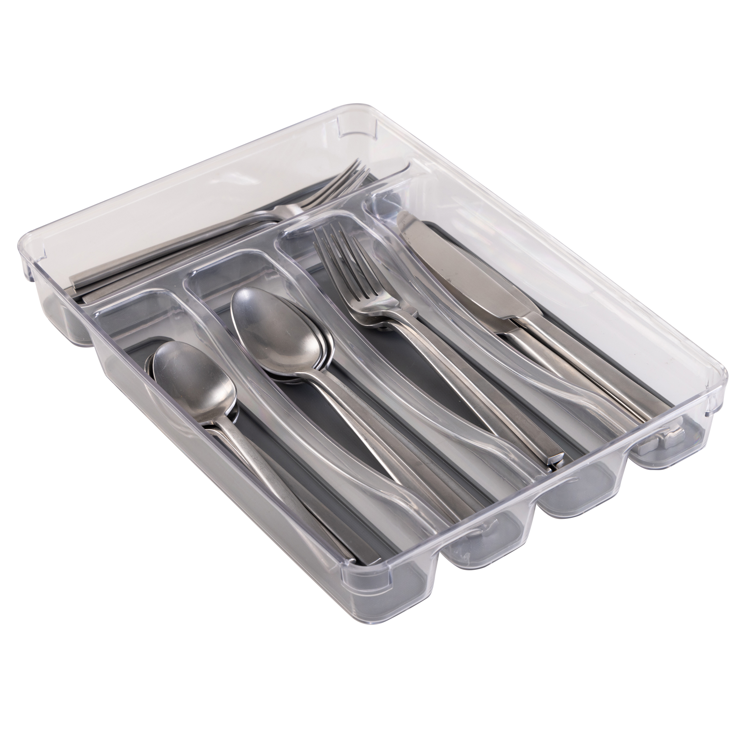 Kitchen Details 5 Compartment Plastic Cutlery Tray, Clear - image 1 of 8