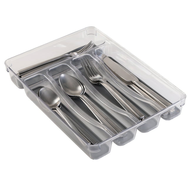 Kitchen Details 5 Compartment Plastic Cutlery Tray, Clear