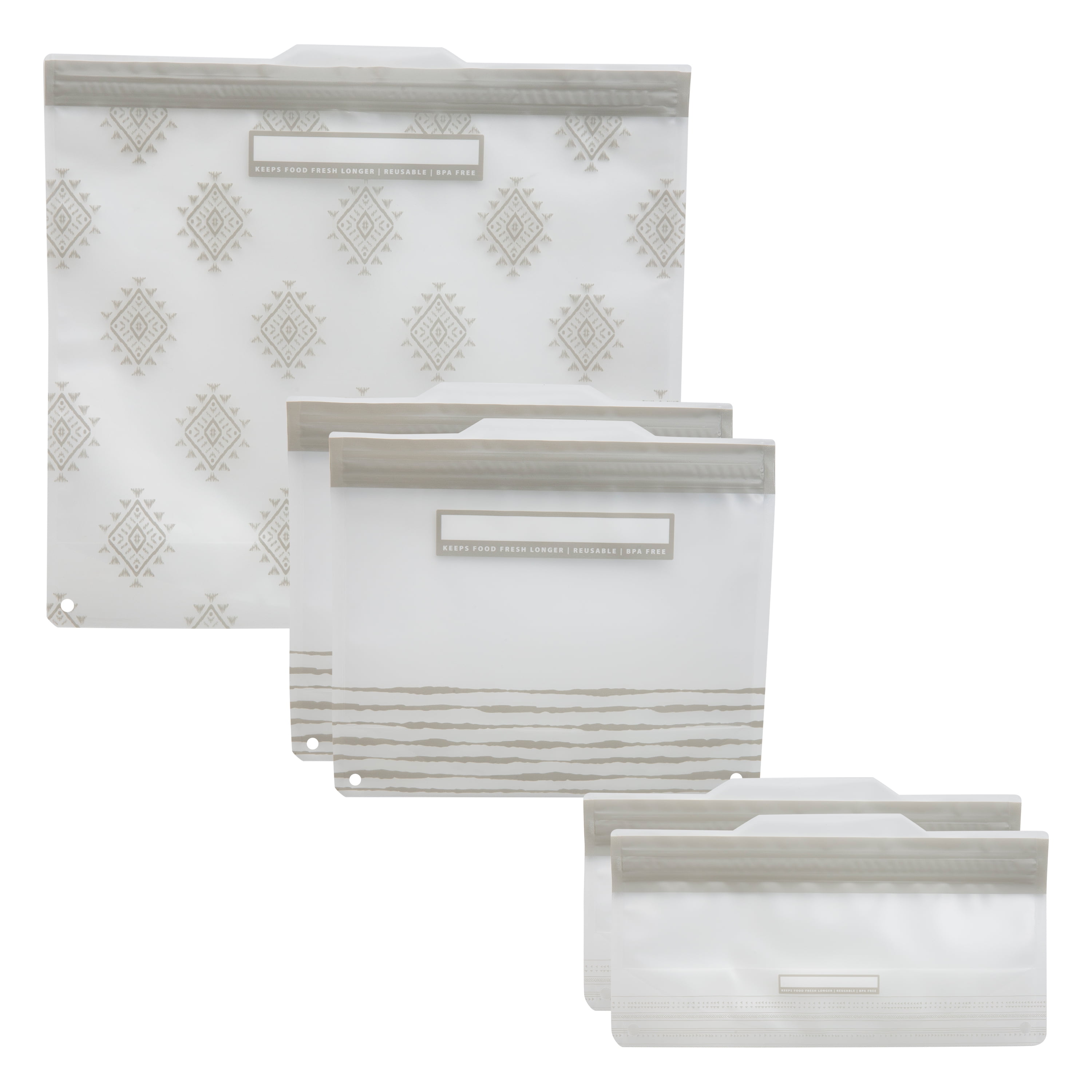 Kitchen Details 5 Piece Set Reusable Gallon, Sandwich, and Snack Bags