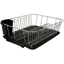 Kitchen Details Chrome 3 Piece Set Dish Rack in Black (17.5" x 14.5" x 5.25")
