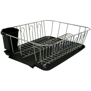 Kitchen Details Chrome 3 Piece Set Dish Rack in Black (17.5" x 14.5" x 5.25")