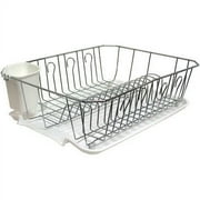 Kitchen Details Chrome 3 Piece Set Dish Rack in White