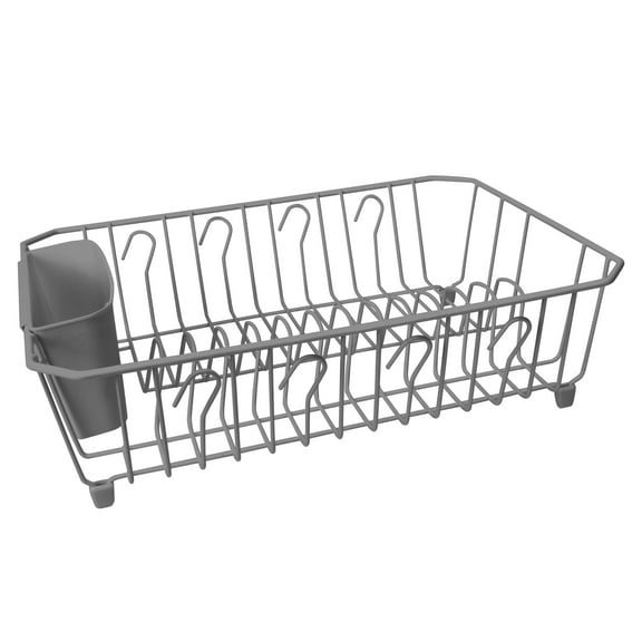 Kitchen Details Iron Dish Rack with Cutlery Basket in Grey