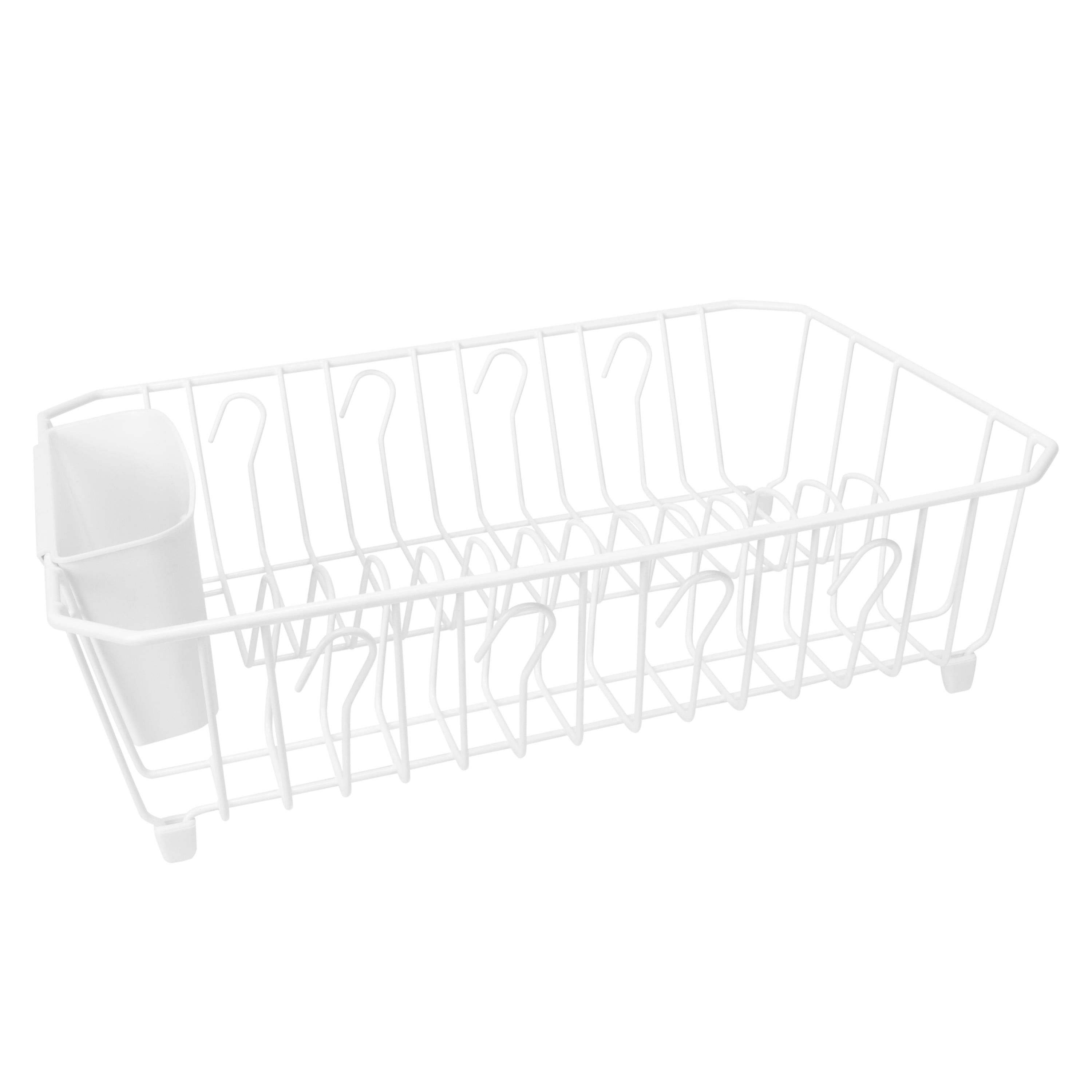 Kitchen Details Iron  Dish Rack with Cutlery Basket in White