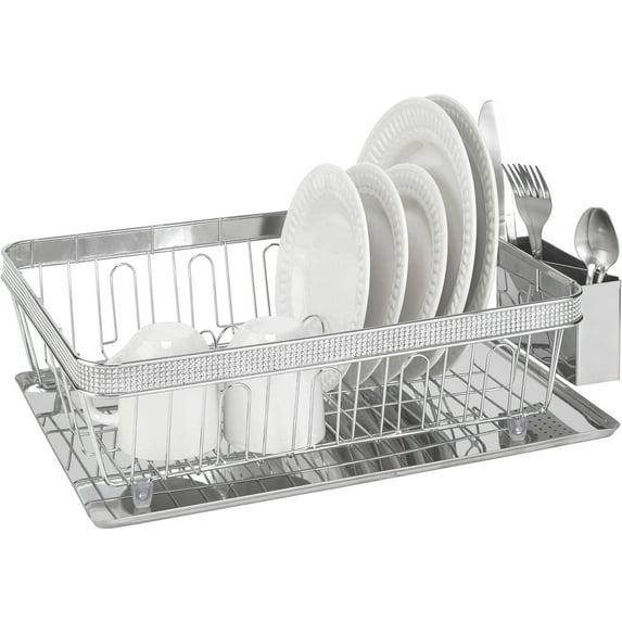 Kitchen Details Drying Rack with Tray in Pave Diamond Design