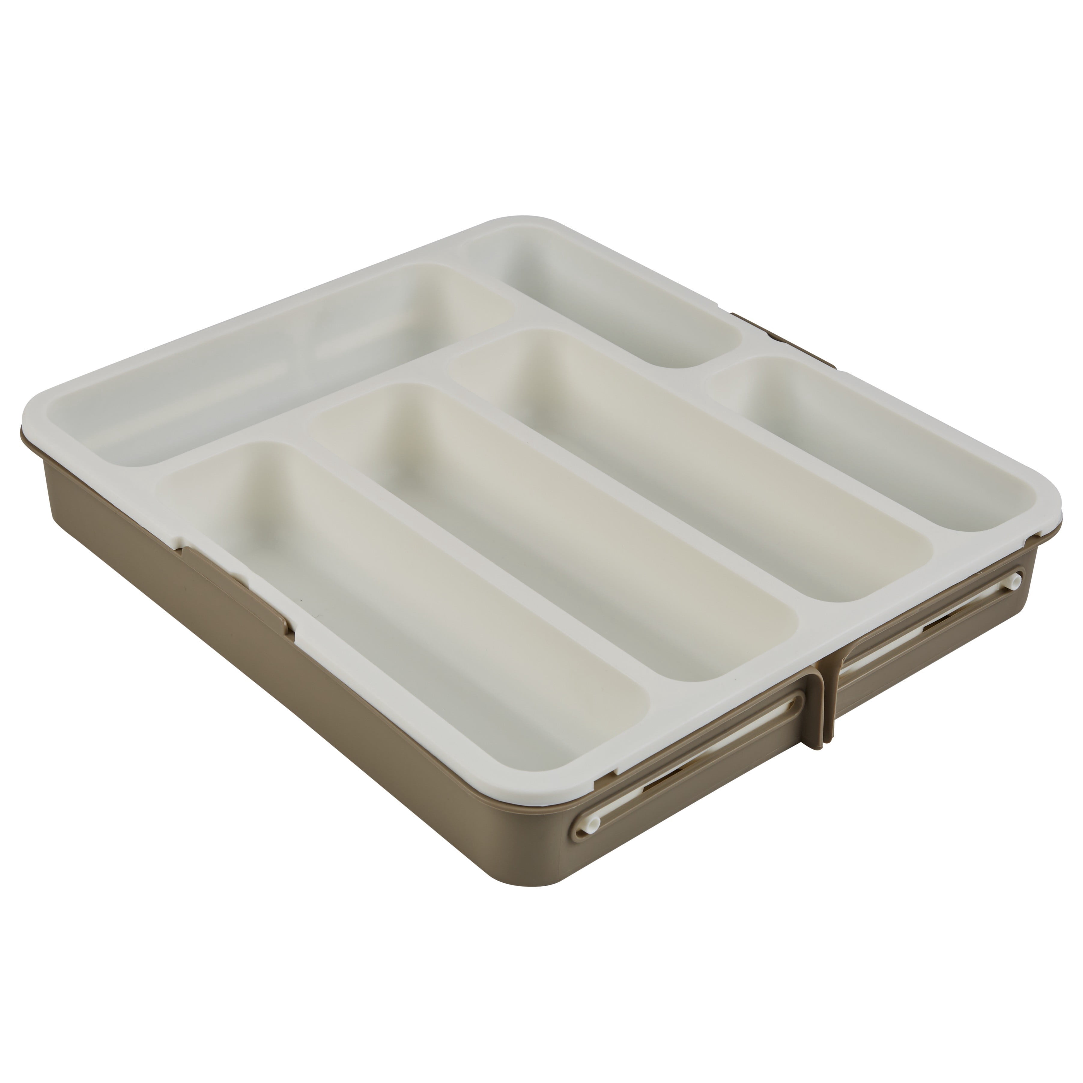 Kitchen Details Extendable Cutlery Tray Organizer White Color | Expandable Silverware Drawer Organizer | Adjustable Utensil Storage