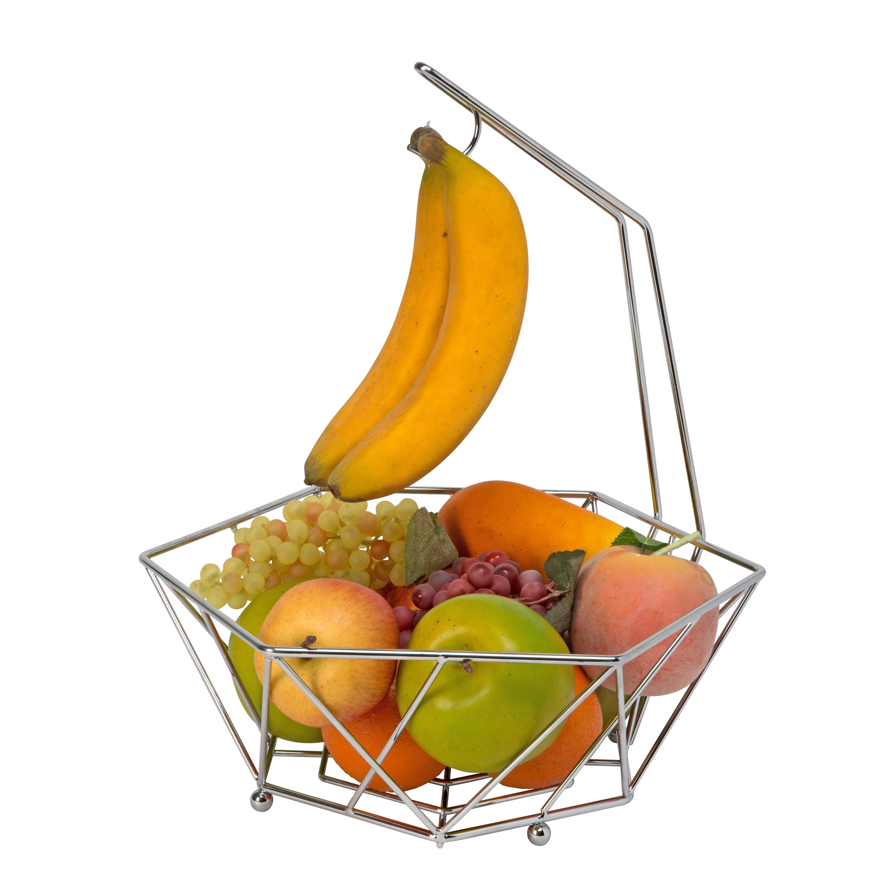 Kitchen Details Geode Steel Fruit Basket with Banana Tree in Chrome