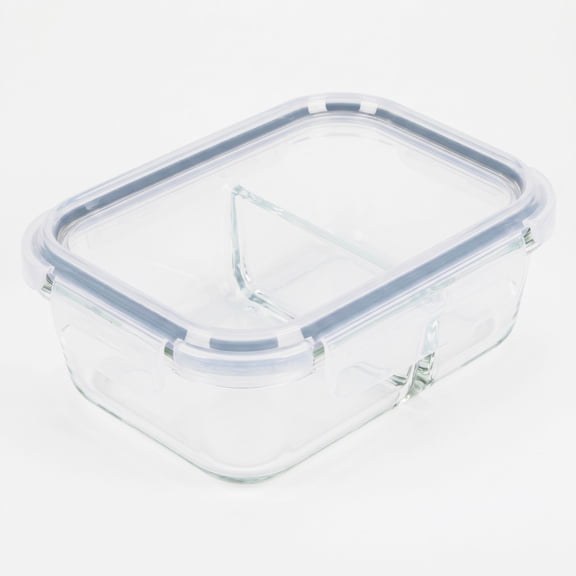Kitchen Details Glass Meal Prep Container with Dual Compartments | 580ml Borosilicate Glass Food Storage