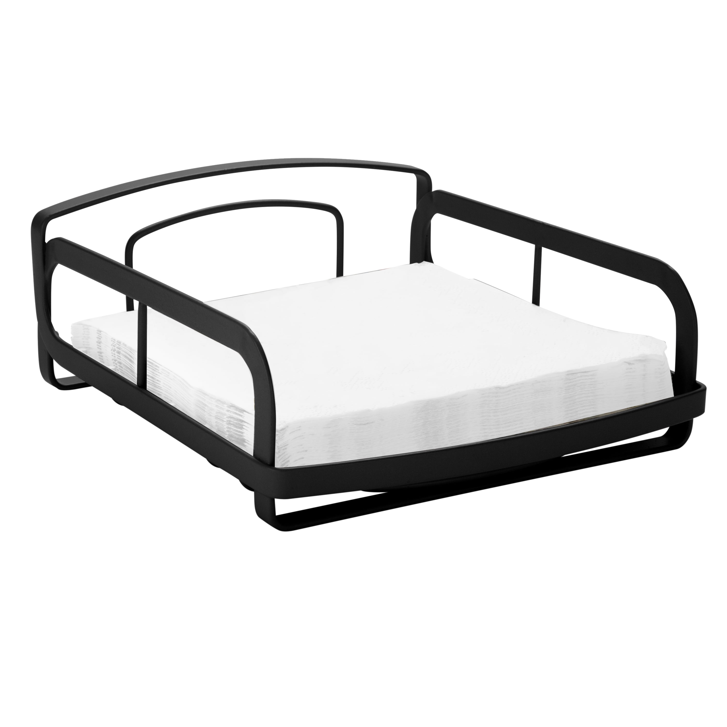 Matte Black Industrial Steel Napkin Holder with Raised Base