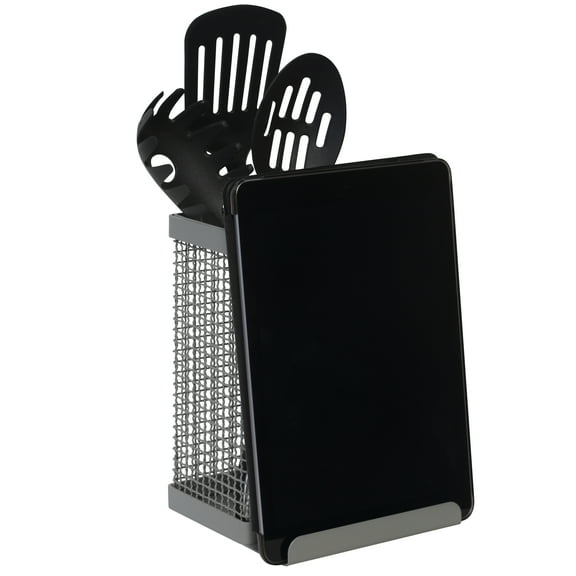 Kitchen Details Industrial Collection Tablet and Utensil Holder in Grey