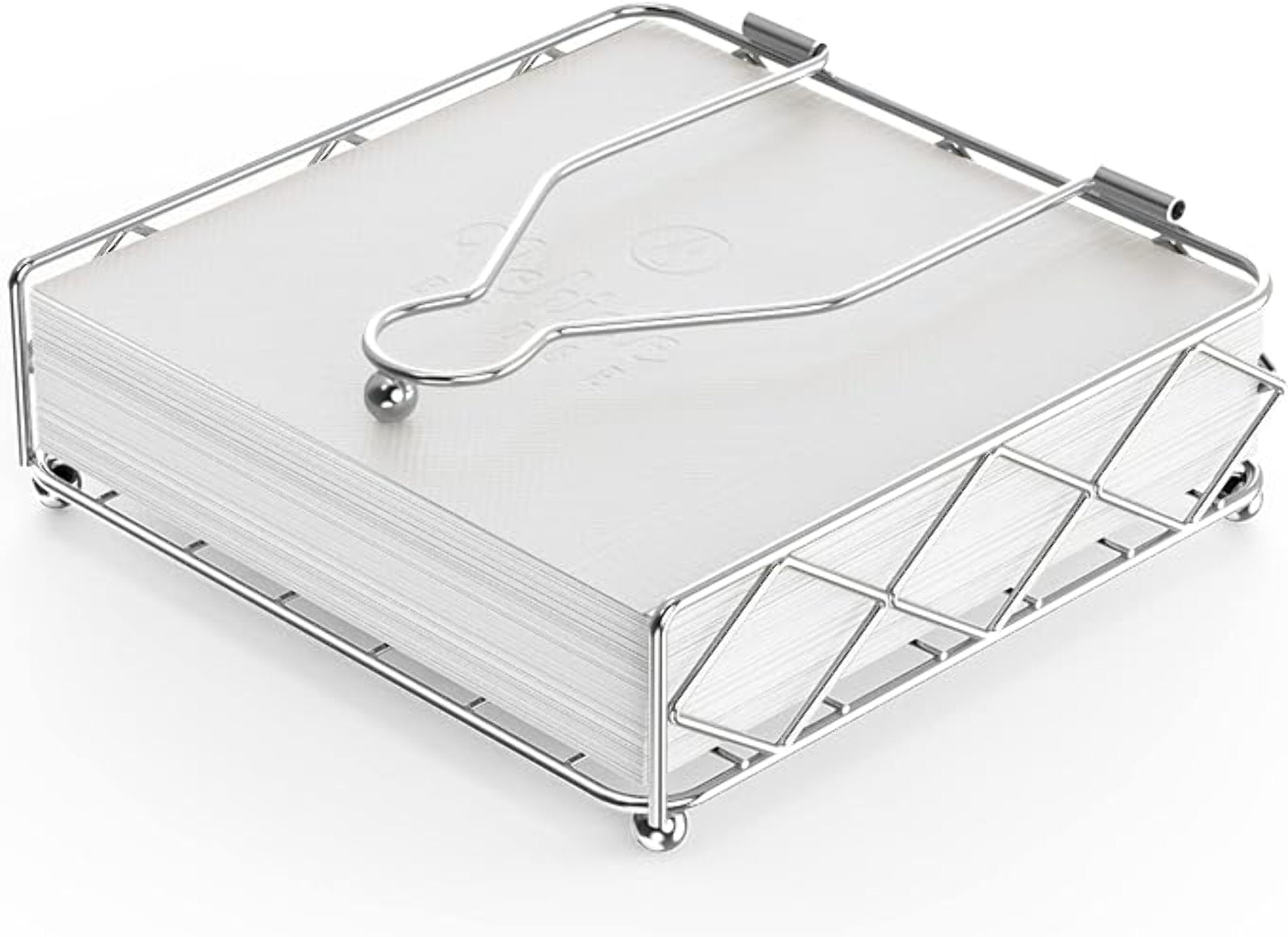 Silver Iron Pave Diamond Napkin Holder with Weighted Bar