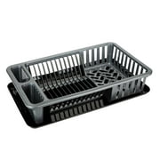 Kitchen Details Medium Dish Rack with Tray in Silver
