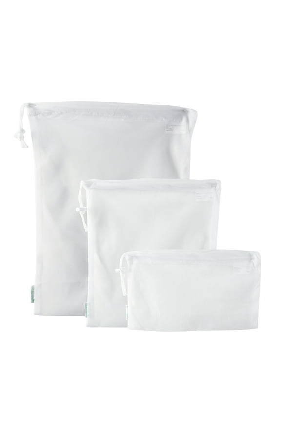 Sanitized 3 Pack Reusable Cotton Mesh Produce Bags